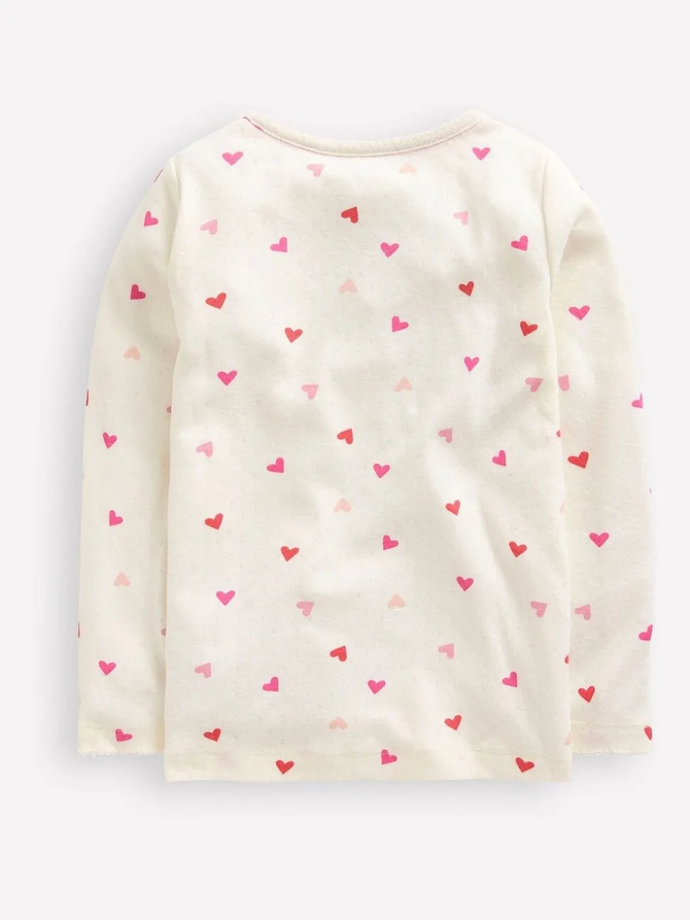 Boden Cream Long Sleeve Pointelle Heart Top