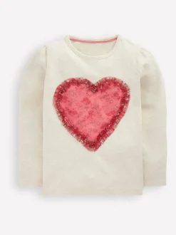 Boden Cream Puff Sleeve Applique T-Shirt