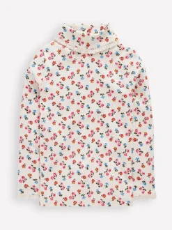 Boden Cream Ribbed Roll Neck Top