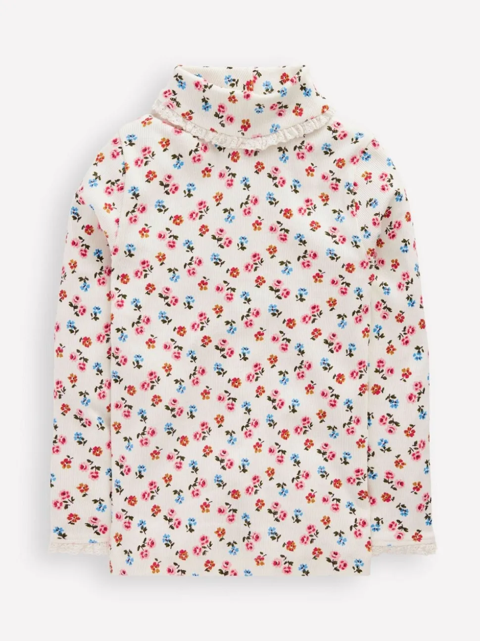 Boden Cream Ribbed Roll Neck Top