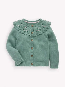 Boden Green Embroidered Yoke Cardigan