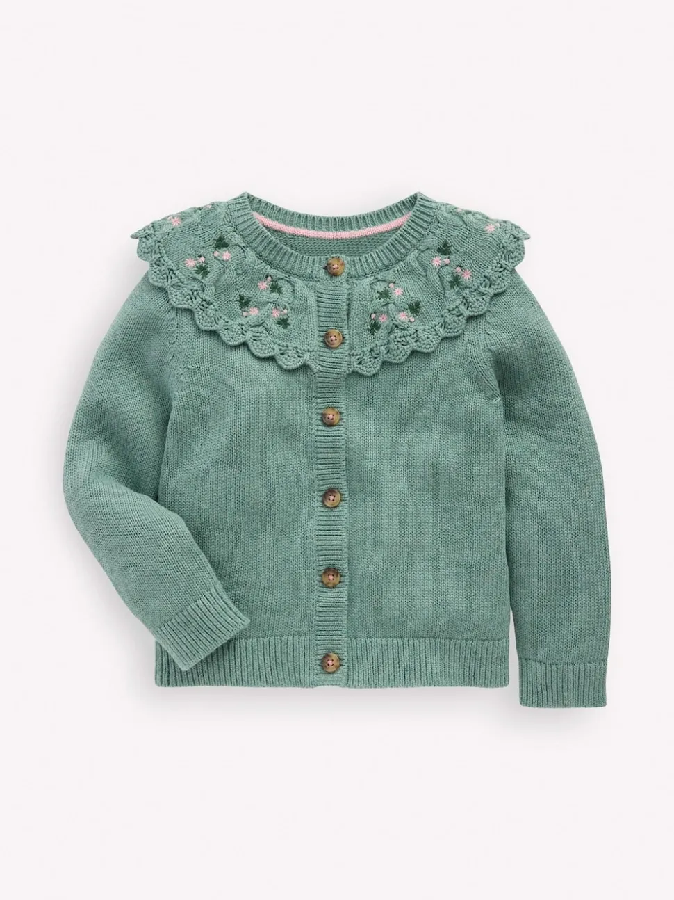 Boden Green Embroidered Yoke Cardigan