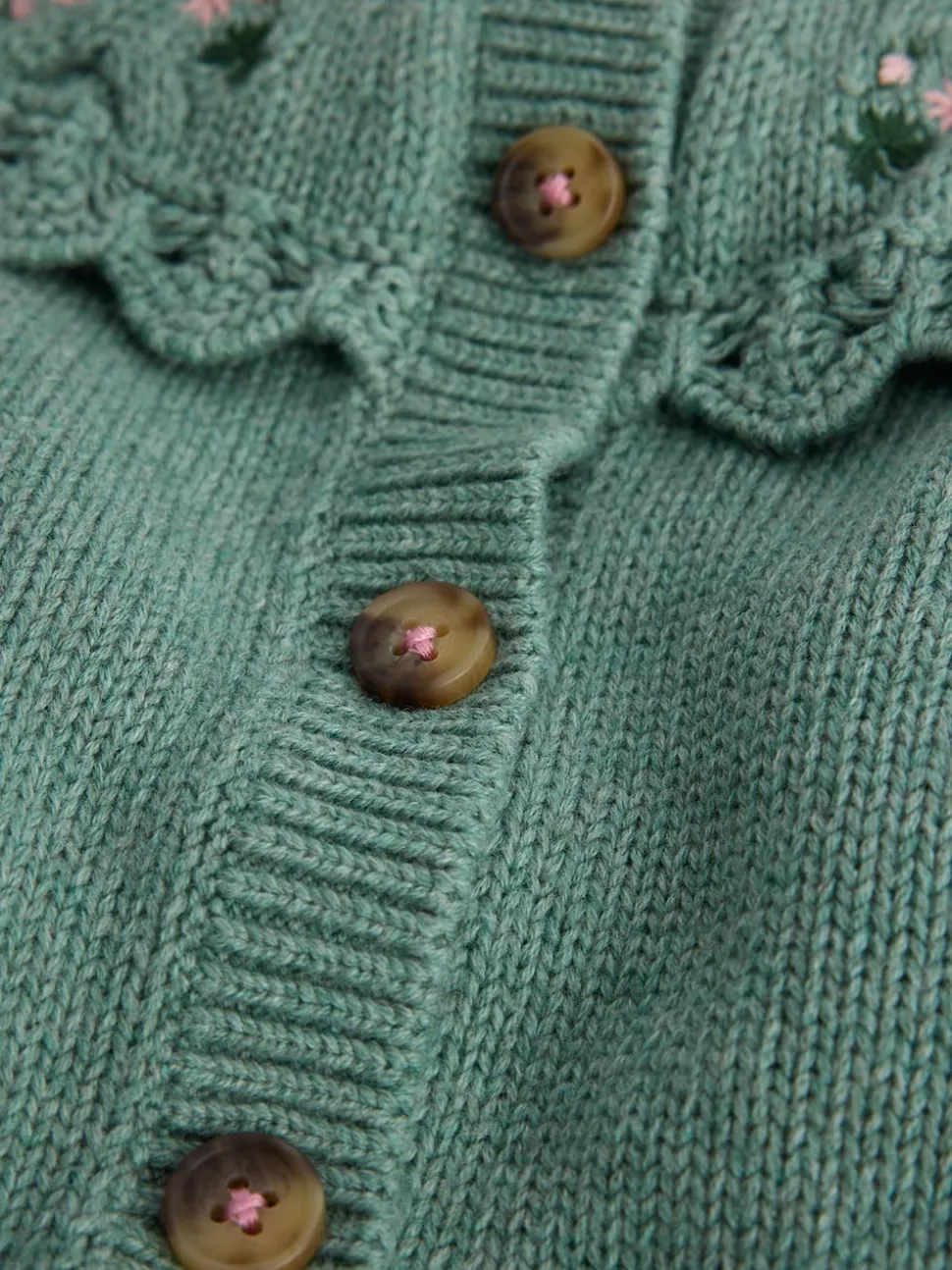Boden Green Embroidered Yoke Cardigan