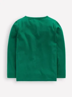 Boden Green Puff Sleeve Applique T-Shirt