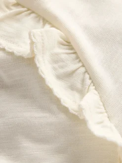 Boden Natural Frill Sleeve Slub Top