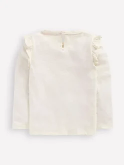 Boden Natural Frill Sleeve Slub Top