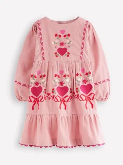 Boden Pink Clover Blouson Cord Dress