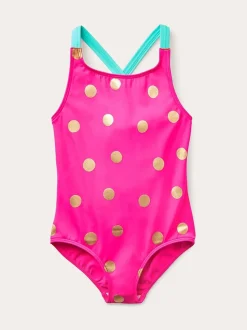 Boden Pink Cross Back Printed Swimsuit