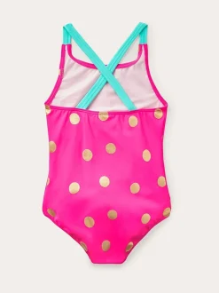 Boden Pink Cross Back Printed Swimsuit