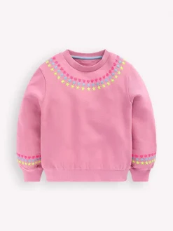 Boden Pink Embroidered Sweatshirt