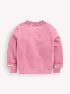 Boden Pink Embroidered Sweatshirt