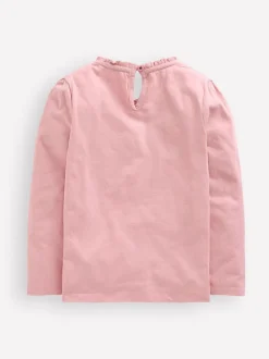 Boden Pink Frill Neck Appliqué T-Shirt