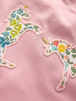 Boden Pink Frill Neck Appliqué T-Shirt