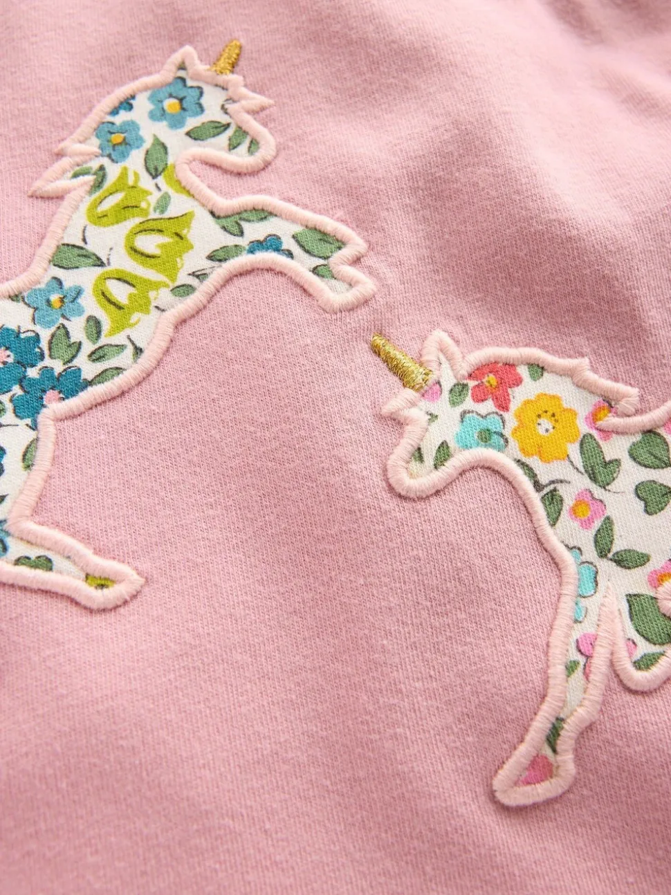 Boden Pink Frill Neck Appliqué T-Shirt