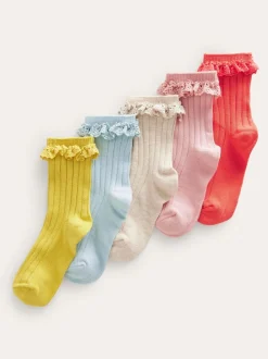 Boden Pink Frilly Socks 5 Pack