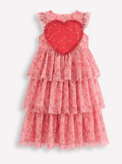 Boden Pink Heart Tiered Tulle Dress