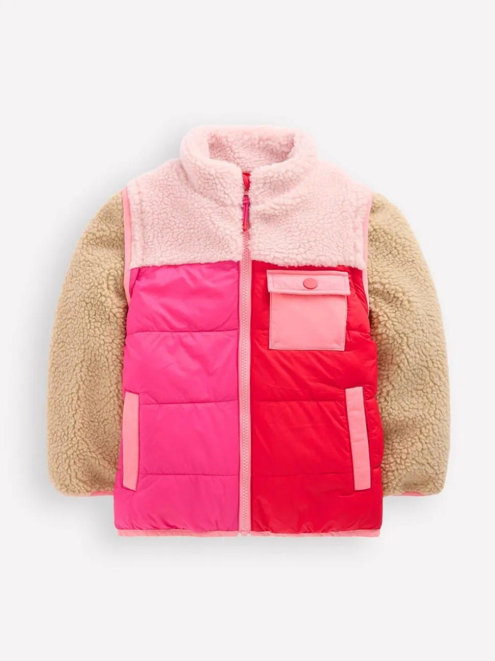 Boden Pink 2-in-1 Borg Mix Jacket