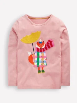 Boden Pink Long Sleeve Appliqué T-Shirt