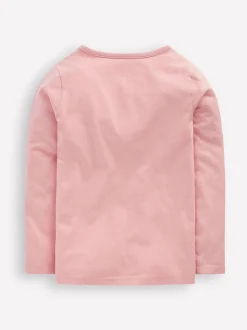 Boden Pink Long Sleeve Appliqué T-Shirt