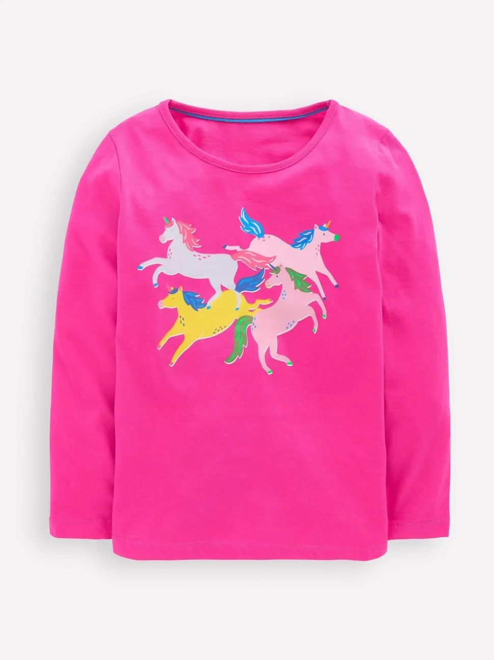 Boden Pink Long Sleeve Unicorn Riso T-Shirt