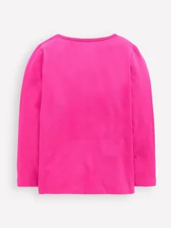 Boden Pink Long Sleeve Unicorn Riso T-Shirt