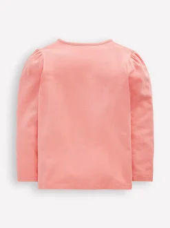 Boden Pink Puff Sleeve Bunny Appliqué T-Shirt