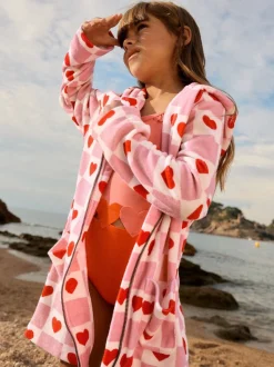 Boden Pink Romie Towelling Zip Throw-On Cover-Up
