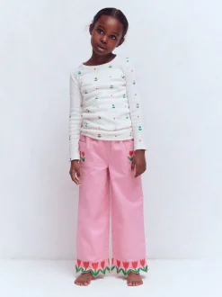 Boden Pink Wide Leg Pull-on Trousers