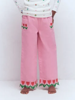 Boden Pink Wide Leg Pull-on Trousers