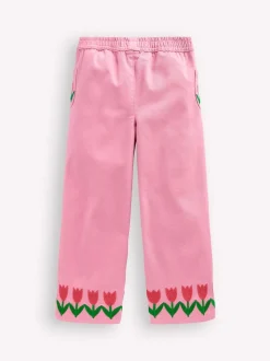 Boden Pink Wide Leg Pull-on Trousers