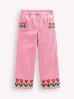Boden Pink Wide Leg Pull-on Trousers
