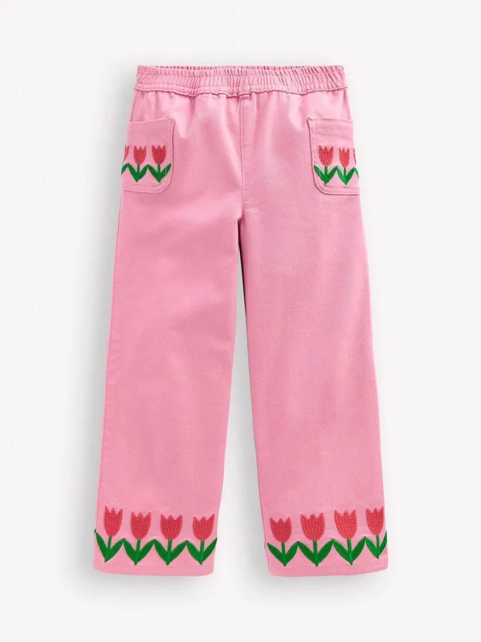 Boden Pink Wide Leg Pull-on Trousers