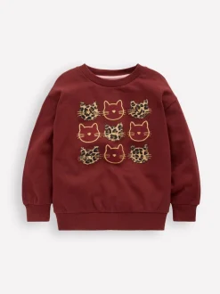 Boden Red Bobbie Appliqué Sweatshirt