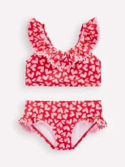 Boden Red Frill V-Neck Bikini Set