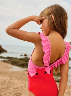 Boden Red Hallie Frill Strap Swimsuit
