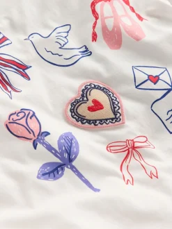 Boden White Pretty Frill Valentines T-Shirt