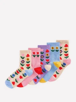 Boden Yellow Ribbed Socks 5 Pack