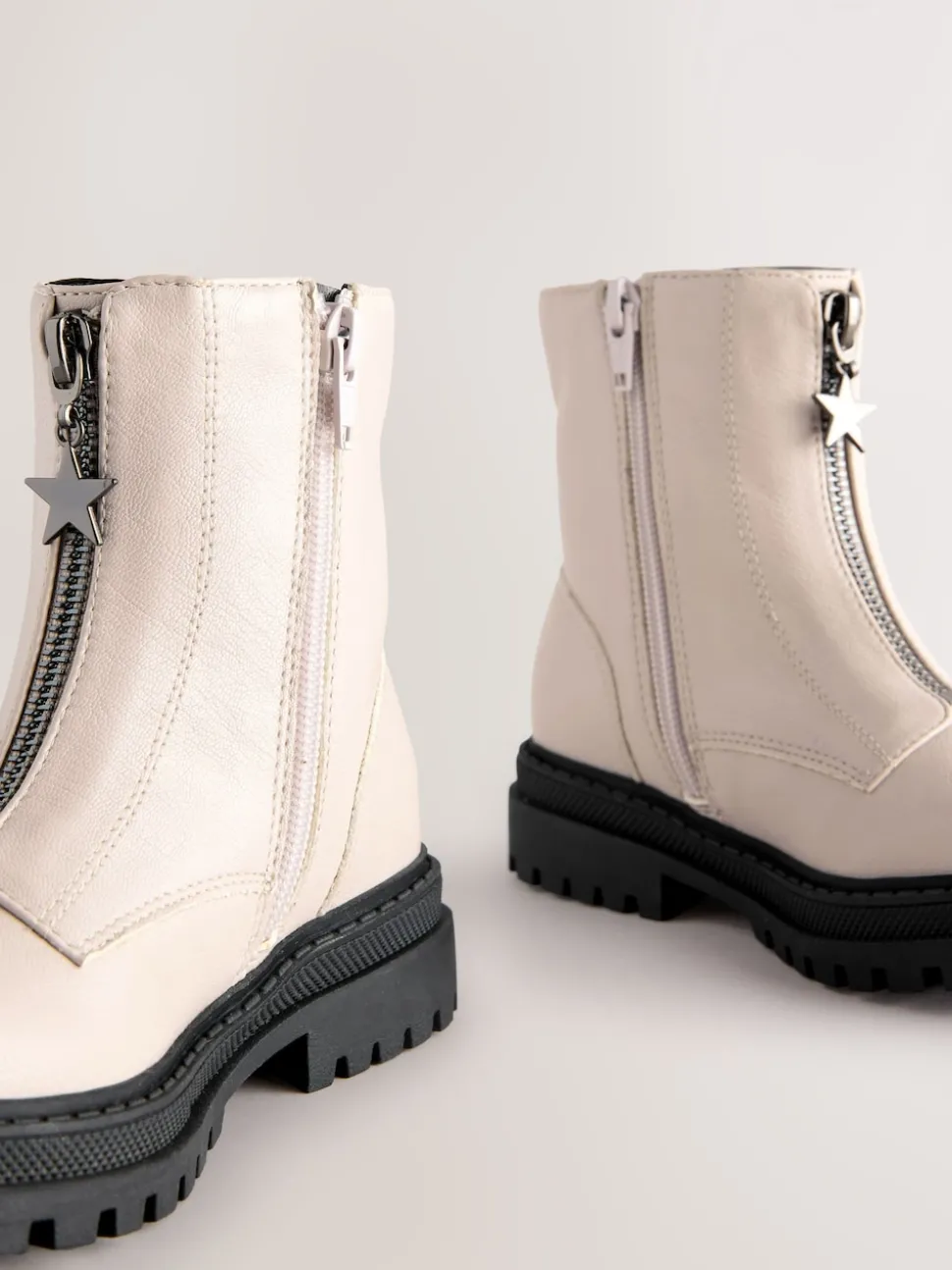 Bone White Standard Fit (F) Zip Front Ankle Boots