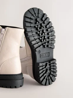 Bone White Standard Fit (F) Zip Front Ankle Boots