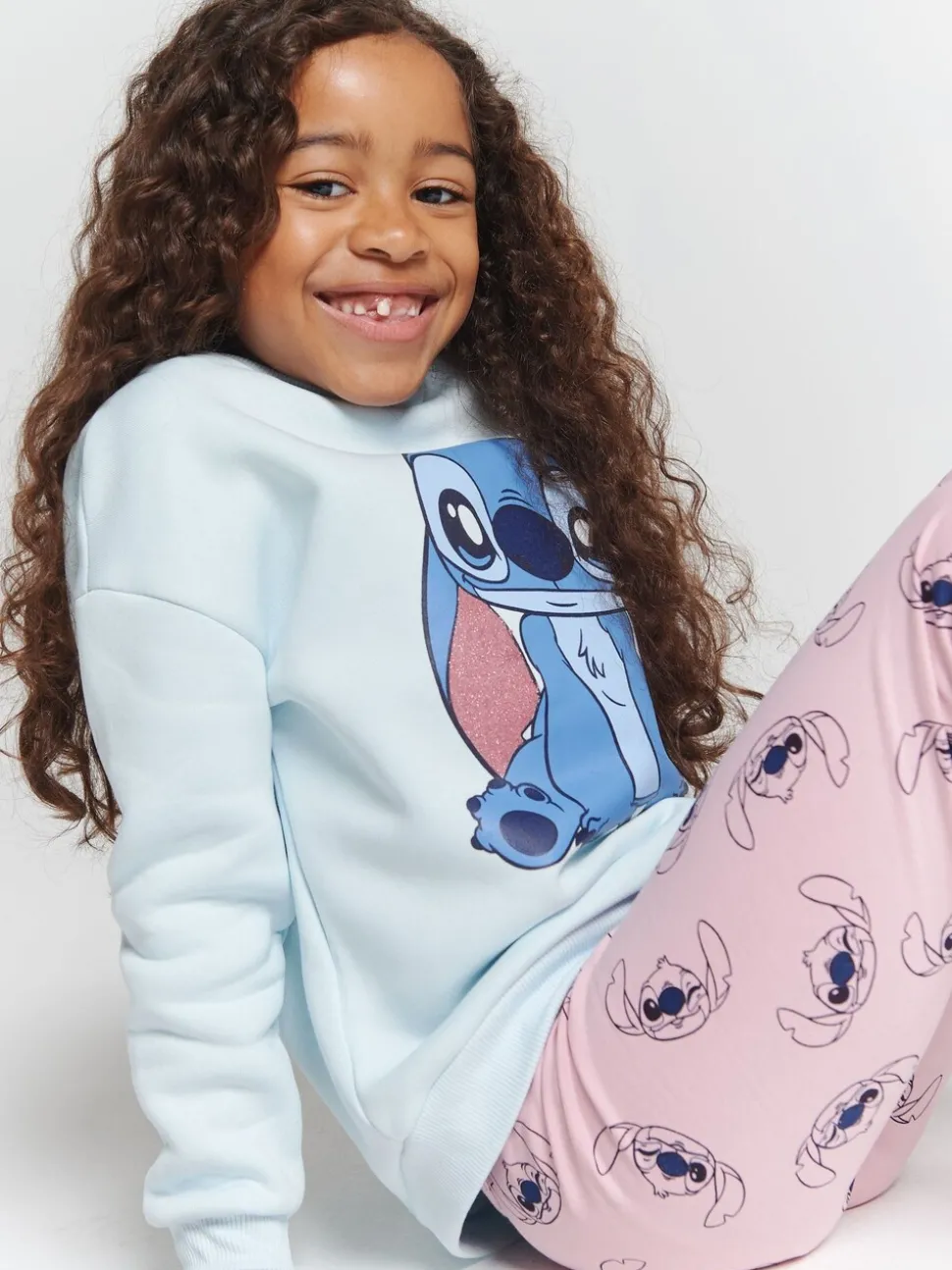 Brand Threads Blue Disney Stitch Top and Leggings Set