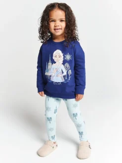 Brand Threads Blue Frozen Top and Leggings Set
