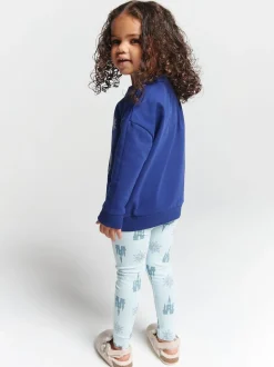 Brand Threads Blue Frozen Top and Leggings Set