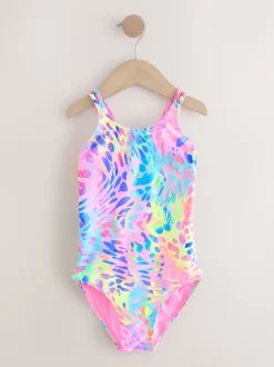 Bright Animal Print Double Strap Swimsuit (3-16yrs)