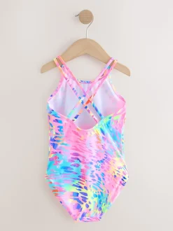 Bright Animal Print Double Strap Swimsuit (3-16yrs)
