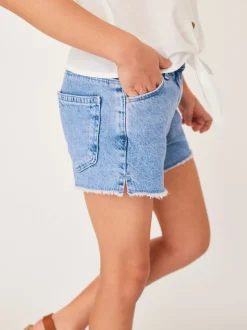Bright Blue Regular Length Frayed Edge Denim Shorts (3-16yrs)