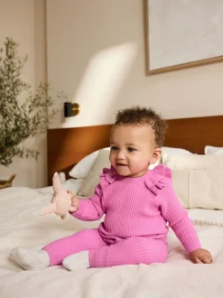 Bright Pink Baby Knitted Jumper and Leggings Set 2 Piece (0mths-3yrs)