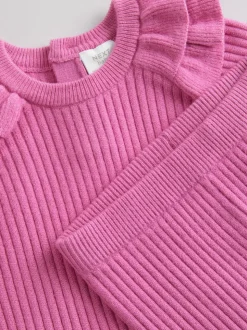 Bright Pink Baby Knitted Jumper and Leggings Set 2 Piece (0mths-3yrs)