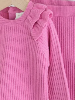 Bright Pink Baby Knitted Jumper and Leggings Set 2 Piece (0mths-3yrs)