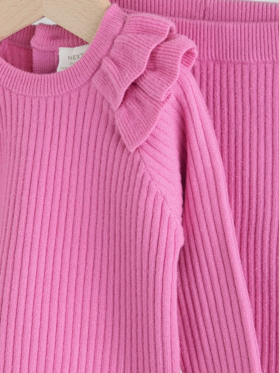 Bright Pink Baby Knitted Jumper and Leggings Set 2 Piece (0mths-3yrs)