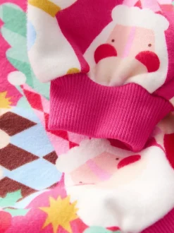 Bright Pink Christmas Print Crew Neck Sweatshirt (3mths-7yrs)